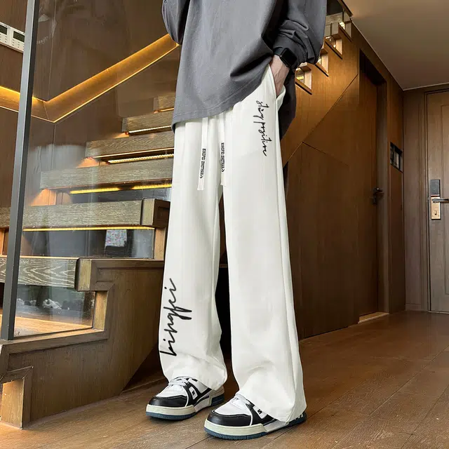 冰飞 美式高街字母印花宽松百搭潮牌痞帅户外通勤垂感休闲裤 男女同款