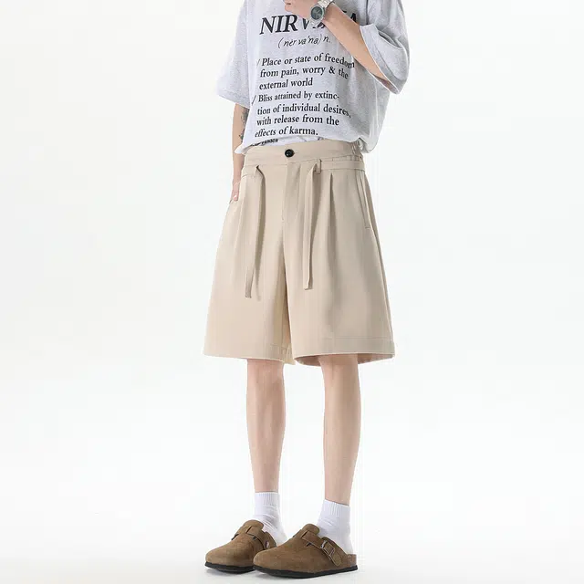 冰飞 美式复古学院时尚个性简约基础款凉感潮牌潮流慵懒风垂感休闲短裤 男女同款