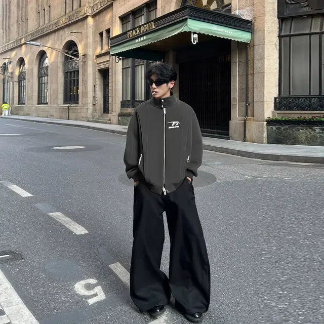 冰飞 美式复古水洗立领解构高街春秋高颜值高级感穿搭潮牌字母基础款显瘦户外拉链开衫长袖休闲外套扎染皮夹克 男女同款