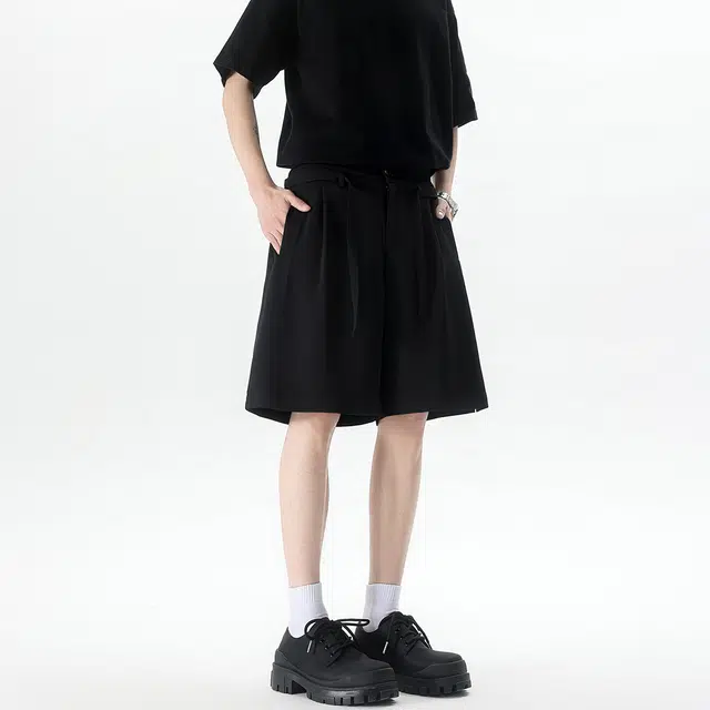 冰飞 美式复古学院时尚个性简约基础款凉感潮牌潮流慵懒风垂感休闲短裤 男女同款