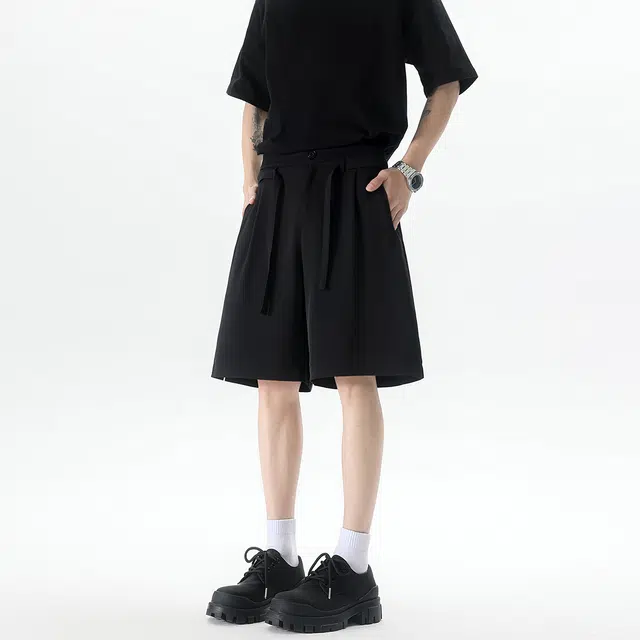 冰飞 美式复古学院时尚个性简约基础款凉感潮牌潮流慵懒风垂感休闲短裤 男女同款