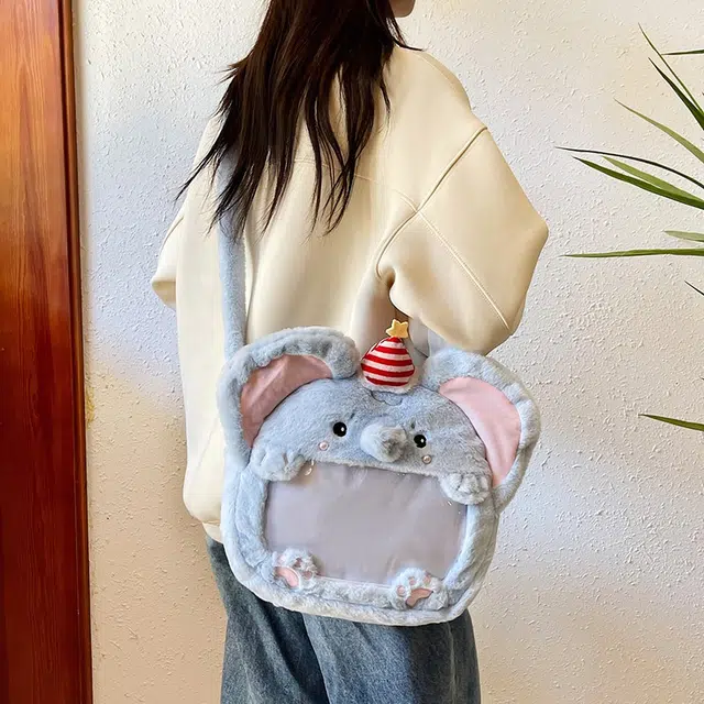 蒙小仔 卡通可爱毛绒二次元猫咪 百搭清新甜美双肩包 陪伴安抚 玩偶周边