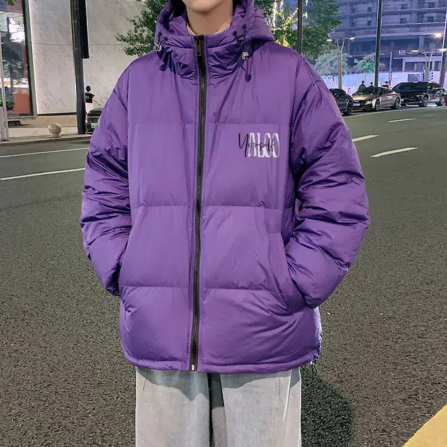 雅鹿 美式简约纯色加厚潮流时尚保暖御寒连帽羽绒服 男女同款