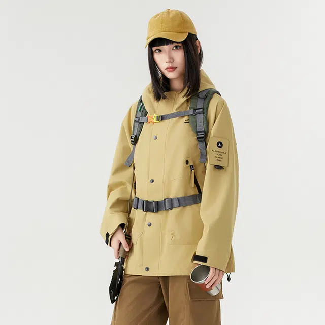雅鹿  美式高街户外山系机能风多拉链舒适休闲宽松百搭长袖连帽可拆卸抓绒内胆三合一  防水防风耐磨冲锋衣 男女同款 黑色
