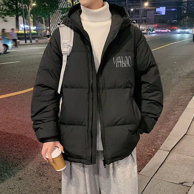 雅鹿 美式简约纯色加厚潮流时尚保暖御寒连帽羽绒服 男女同款