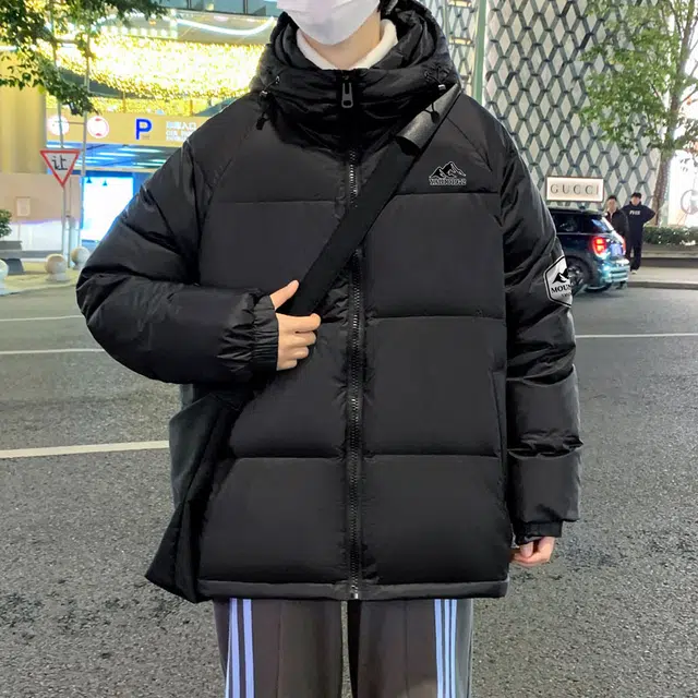 雅鹿 高蓬松暖绒系列加厚保暖基础款户外防风抗寒舒适柔软防钻绒连帽面包羽绒服 男女同款