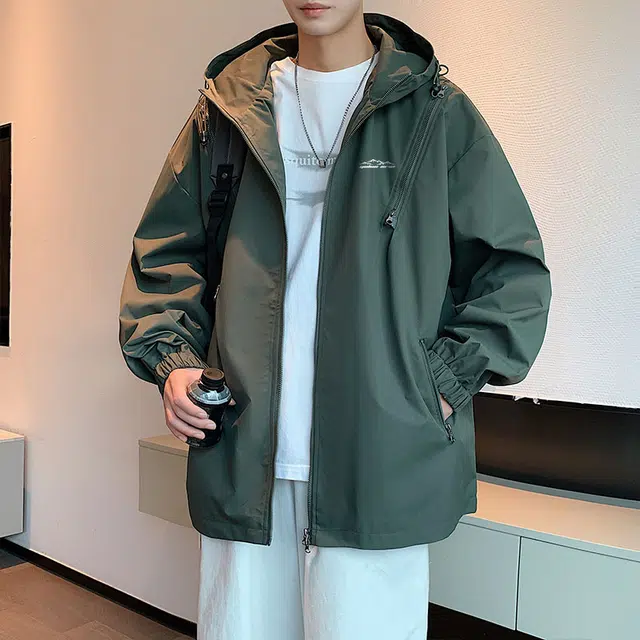 雅鹿  韩风户外穿搭机能街头宽松休闲基础纯色连帽  防水防风防泼水防雨其他冲锋衣 男女同款