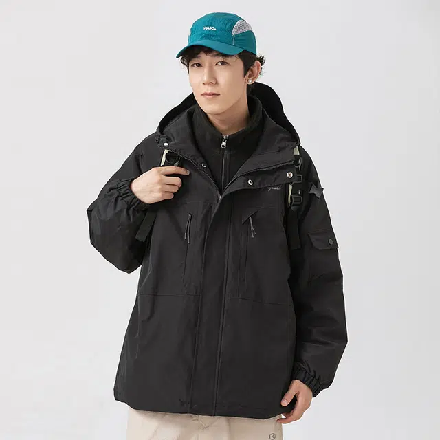 雅鹿  纯色简约户外工装山系百搭登山运动宽松休闲连帽  防水防风冲锋衣 男女同款