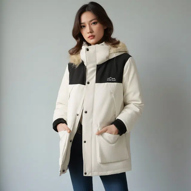 雅鹿 简约舒适百搭宽松休闲学院风连帽拉链保暖羽绒服 男女同款