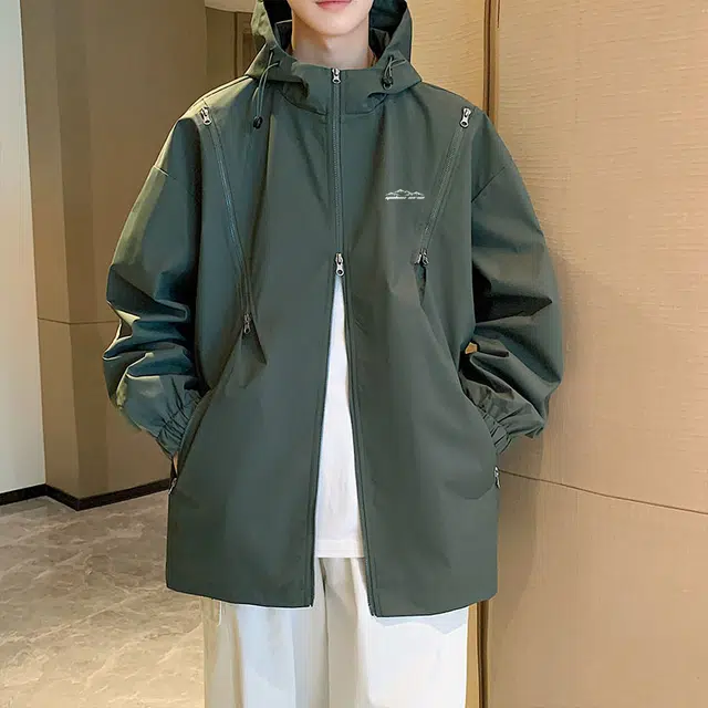 雅鹿  韩风户外穿搭机能街头宽松休闲基础纯色连帽  防水防风防泼水防雨其他冲锋衣 男女同款