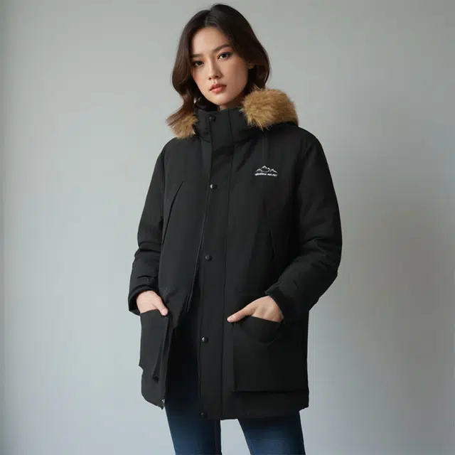 雅鹿 简约舒适百搭宽松休闲学院风连帽拉链保暖羽绒服 男女同款