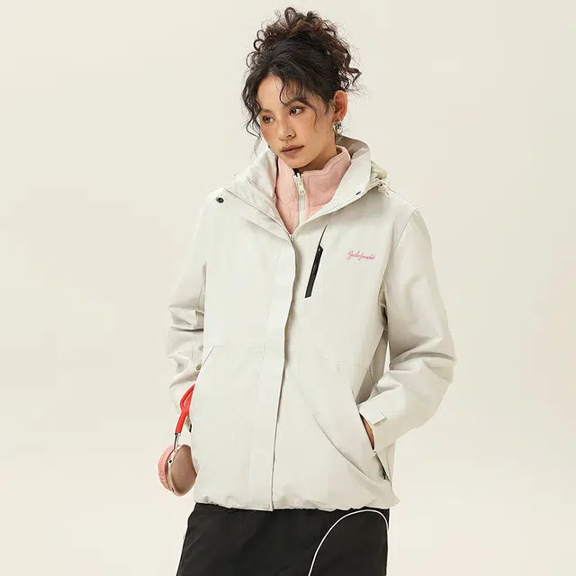 雅鹿  户外工装多口袋百搭山系休闲三合一时尚连帽  防水防风冲锋衣 男女同款