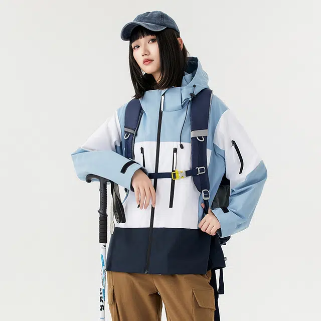 雅鹿  城市户外山系通勤机能风三合一内胆锁温工装多口袋百搭拼色休闲宽松  防水防风保暖冲锋衣 男女同款 黑色