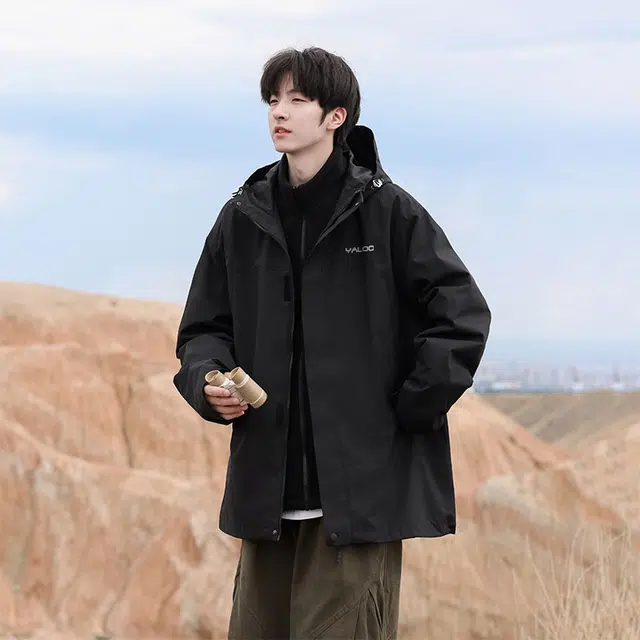 雅鹿  复古登山徒步宽松休闲山系工装机能连帽  防水防风保暖耐磨透气冲锋衣 男女同款