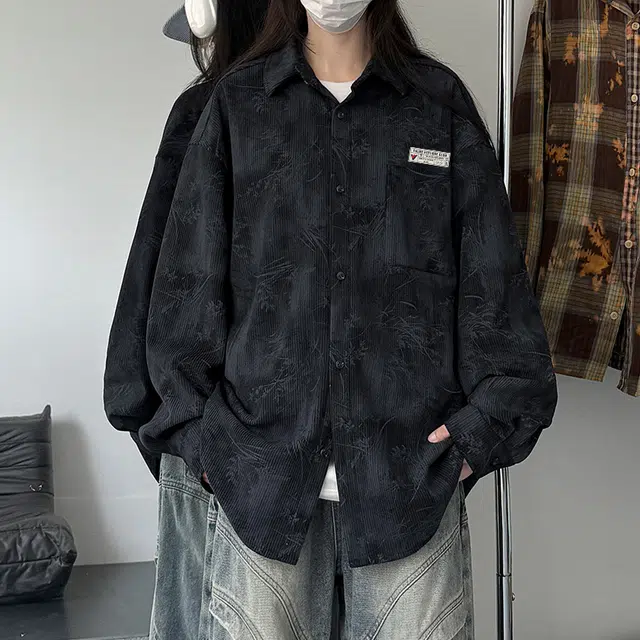 雅鹿 基础款复古高街扎染植物花卉满印宽松百搭休闲翻领单排扣长袖衬衫 男女同款