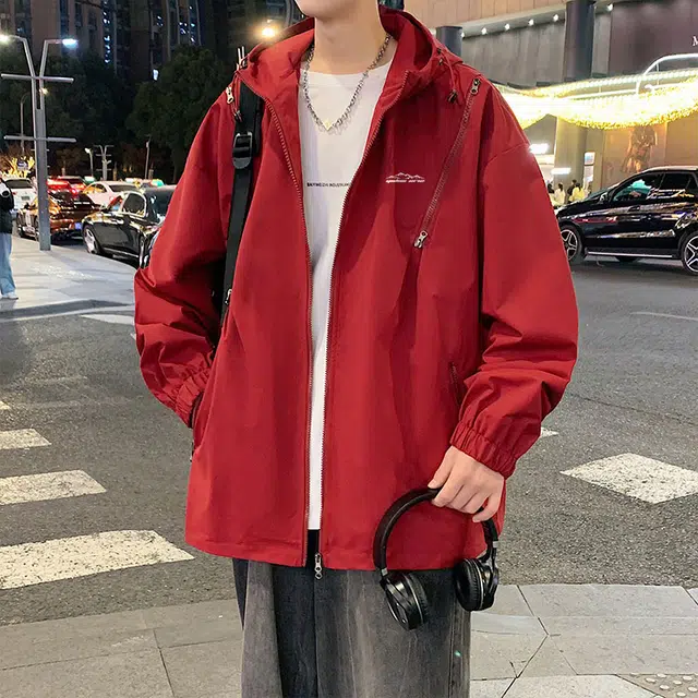 雅鹿  韩风户外穿搭机能街头宽松休闲基础纯色连帽  防水防风防泼水防雨其他冲锋衣 男女同款