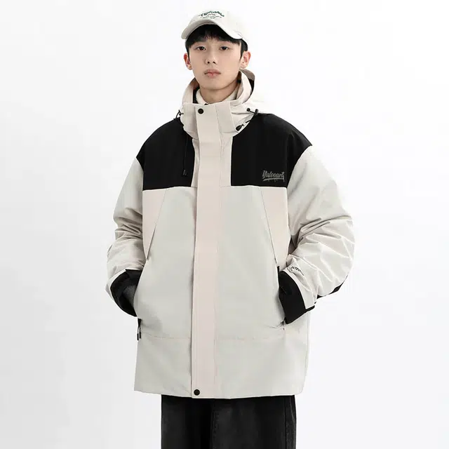 雅鹿  简约撞色拼接可拆卸内胆加厚加绒三合一宽松休闲  防风耐磨保暖防寒其他冲锋衣 男女同款