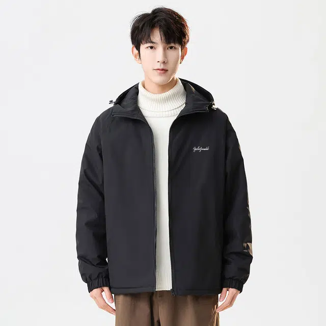 雅鹿 户外简约休闲基础款学院风学生党连帽登山宽松百搭防风防水机能保暖山系夹棉加绒夹克外套 男女同款