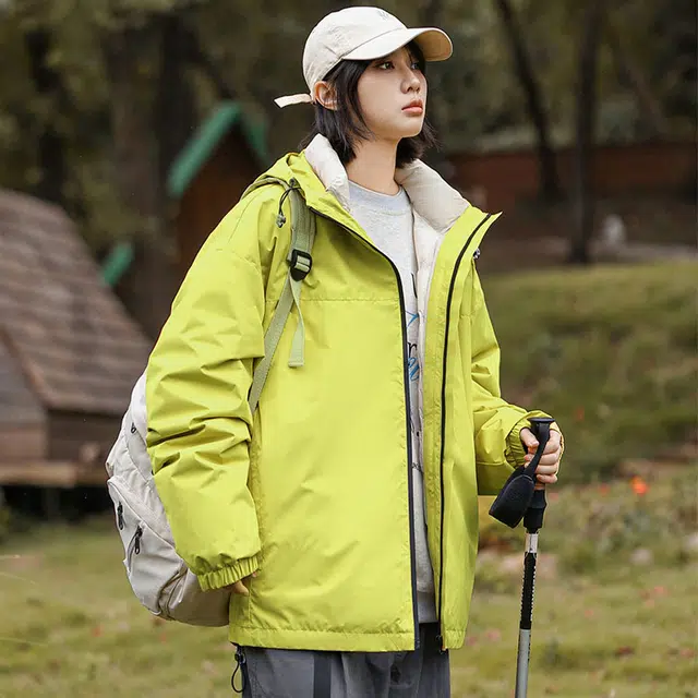 雅鹿  山系户外登山三合一内胆城市通勤简约纯色宽松休闲连帽  防水防风保暖防寒冲锋衣 男女同款