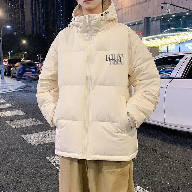 雅鹿 美式简约纯色加厚潮流时尚保暖御寒连帽羽绒服 男女同款