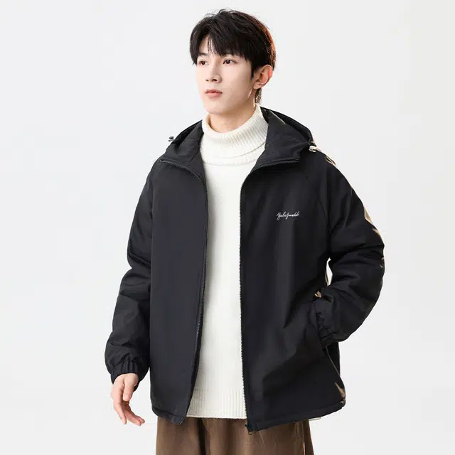 雅鹿 户外简约休闲基础款学院风学生党连帽登山宽松百搭防风防水机能保暖山系夹棉加绒夹克外套 男女同款