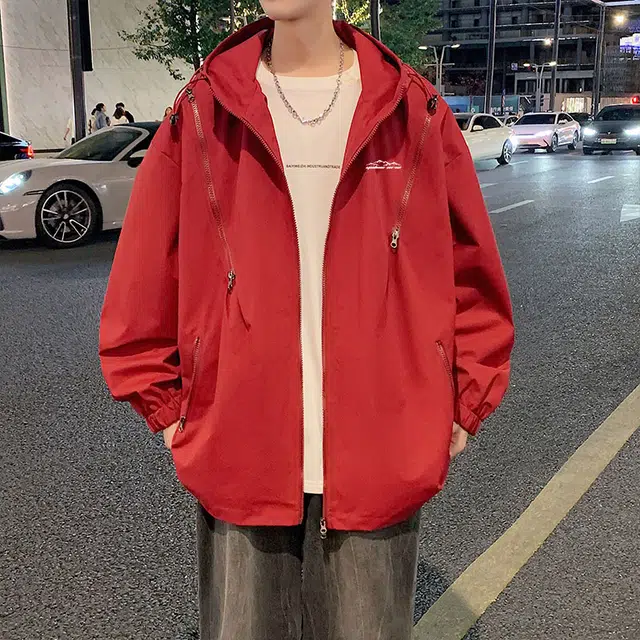 雅鹿  韩风户外穿搭机能街头宽松休闲基础纯色连帽  防水防风防泼水防雨其他冲锋衣 男女同款