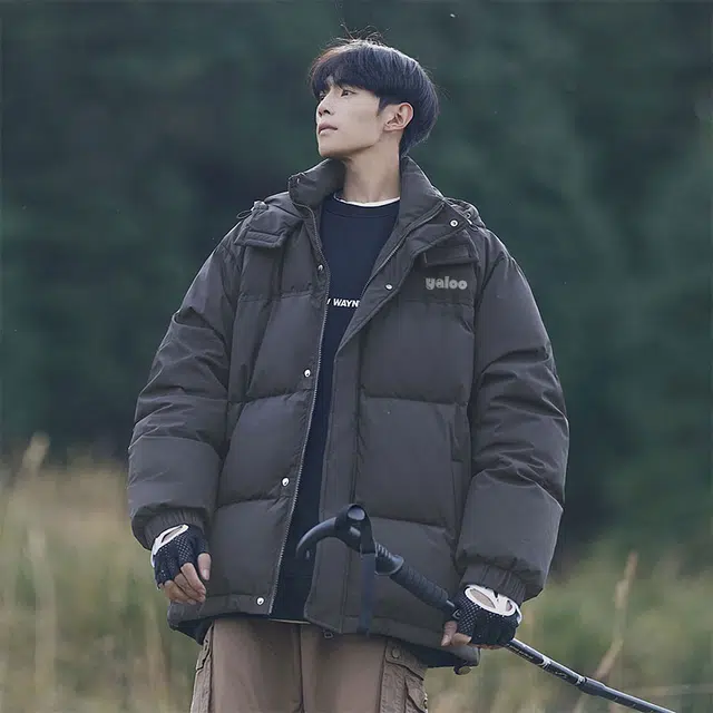 雅鹿 纯色基础款休闲宽松连帽防风百搭羽绒服 男女同款