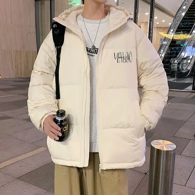 雅鹿 美式简约纯色加厚潮流时尚保暖御寒连帽羽绒服 男女同款
