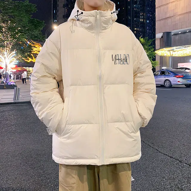 雅鹿 美式简约纯色加厚潮流时尚保暖御寒连帽羽绒服 男女同款