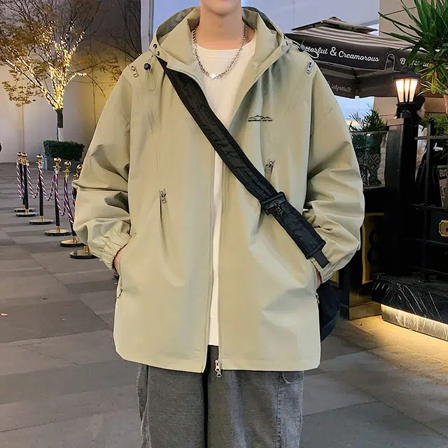 雅鹿  韩风户外穿搭机能街头宽松休闲基础纯色连帽  防水防风防泼水防雨其他冲锋衣 男女同款