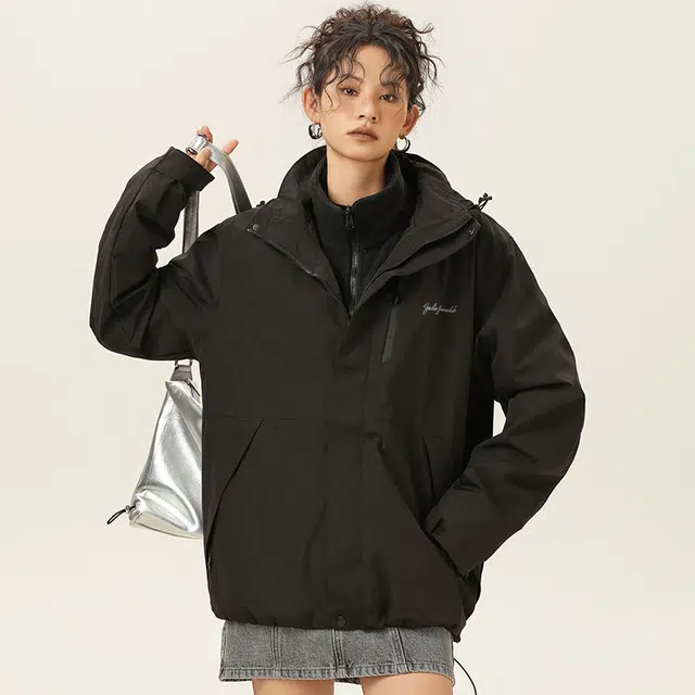 雅鹿  户外工装多口袋百搭山系休闲三合一时尚连帽  防水防风冲锋衣 男女同款