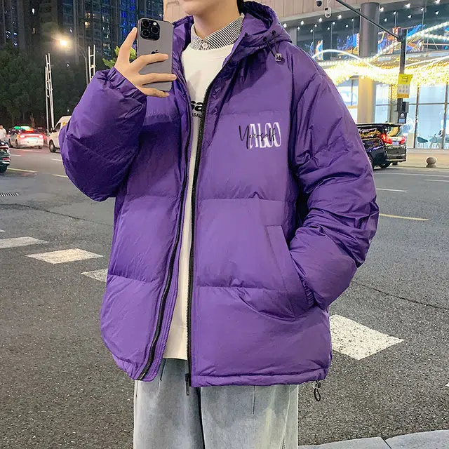 雅鹿 美式简约纯色加厚潮流时尚保暖御寒连帽羽绒服 男女同款