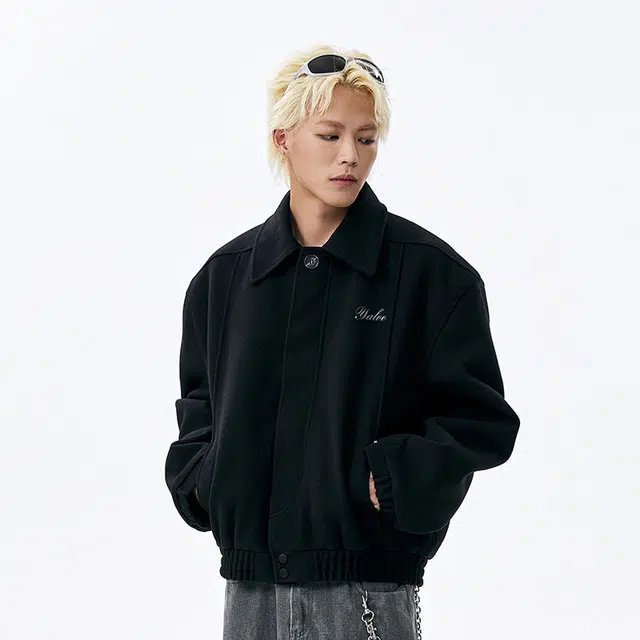 雅鹿 毛呢夹棉设计慵懒风痞帅防风防寒保暖休闲宽松舒适百搭加厚短款翻领夹克外套 男女同款