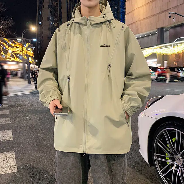雅鹿  韩风户外穿搭机能街头宽松休闲基础纯色连帽  防水防风防泼水防雨其他冲锋衣 男女同款