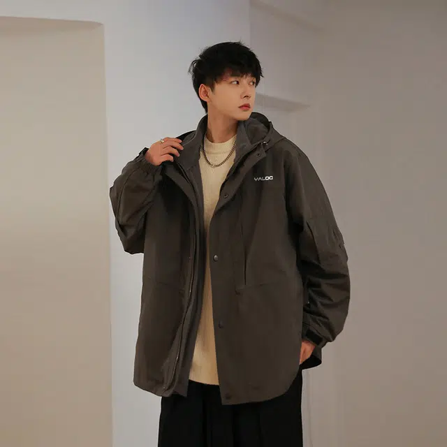 雅鹿  基础款纯色户外山系百搭登山三合一加绒内胆休闲宽松连帽  防水冲锋衣 男女同款