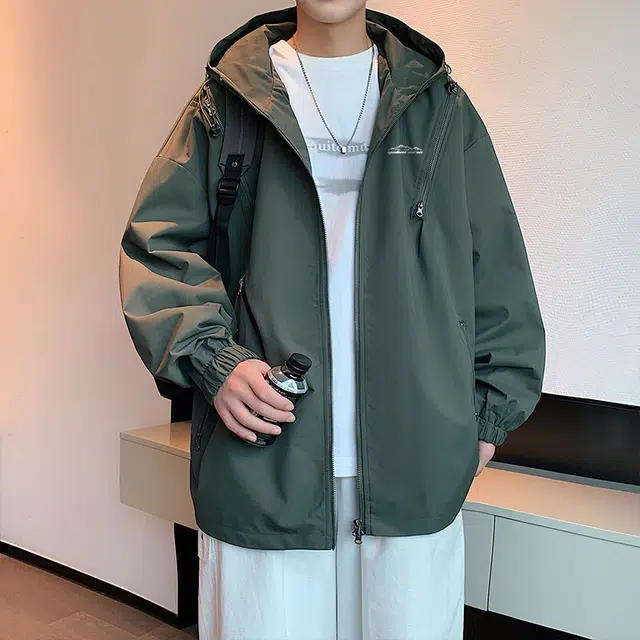 雅鹿  韩风户外穿搭机能街头宽松休闲基础纯色连帽  防水防风防泼水防雨其他冲锋衣 男女同款