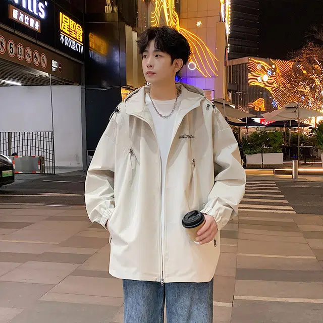 雅鹿  韩风户外穿搭机能街头宽松休闲基础纯色连帽  防水防风防泼水防雨其他冲锋衣 男女同款
