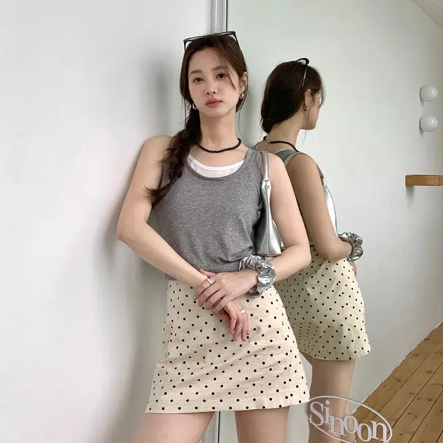 犸凯奴 薄款天丝设计感圆领柔软亲肤遮副乳假两件外穿上衣无袖背心 女款