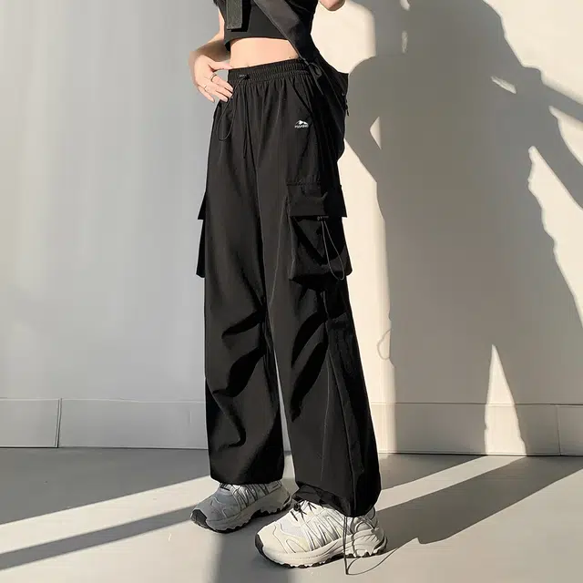 犸凯奴 纯色宽松高腰系带休闲裤 女款