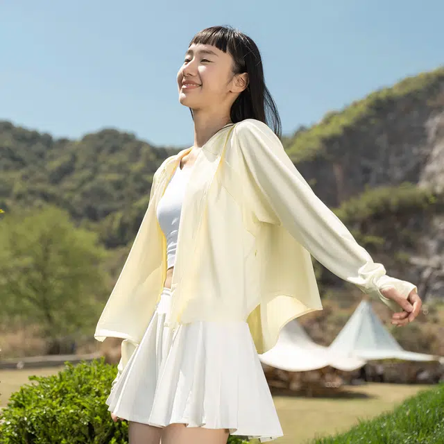 犸凯奴 防紫外线遮阳大帽檐短款纯色简约舒适百搭外套 防晒服 女款
