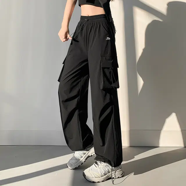 犸凯奴 纯色宽松高腰系带休闲裤 女款