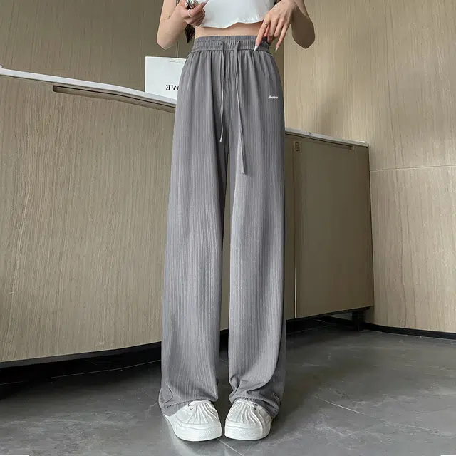 犸凯奴 垂感速干通勤舒适阔腿宽松休闲裤 女款