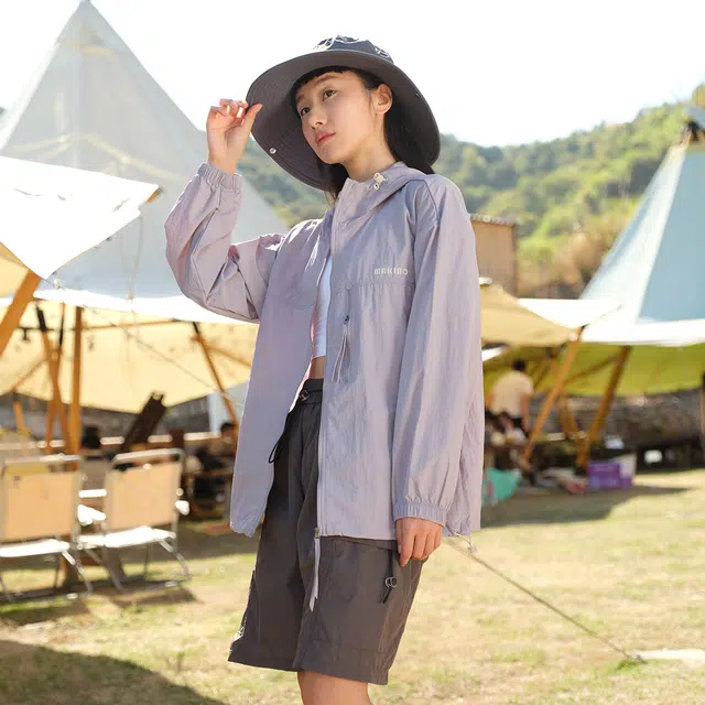 犸凯奴 防紫外线连帽拉链百搭透气防晒服 男女同款