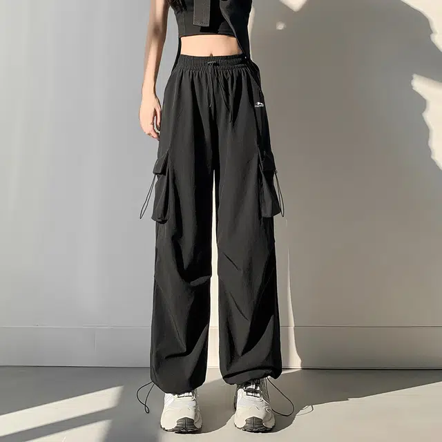 犸凯奴 纯色宽松高腰系带休闲裤 女款