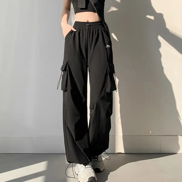 犸凯奴 纯色宽松高腰系带休闲裤 女款
