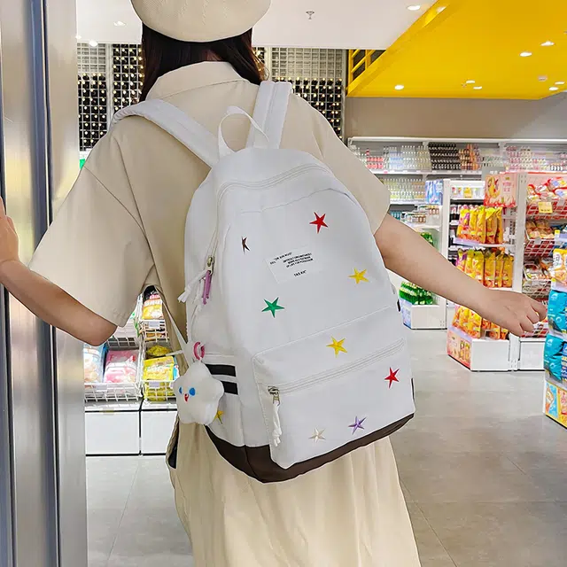 如意士 韩版简约星星百搭通勤 尼龙 双肩包 女款 多色