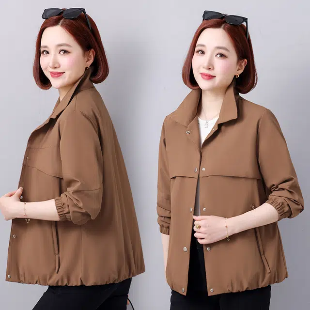 缪斯的诱惑 高级感外套轻盈舒适简约百搭防风轻便户外工装登山服通勤显瘦单排扣上衣耐磨耐用运动休闲拼接纯色经典飞行员时尚立领夹克 女款