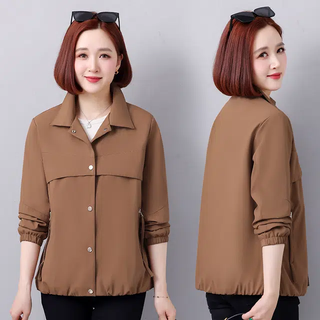 缪斯的诱惑 高级感外套轻盈舒适简约百搭防风轻便户外工装登山服通勤显瘦单排扣上衣耐磨耐用运动休闲拼接纯色经典飞行员时尚立领夹克 女款