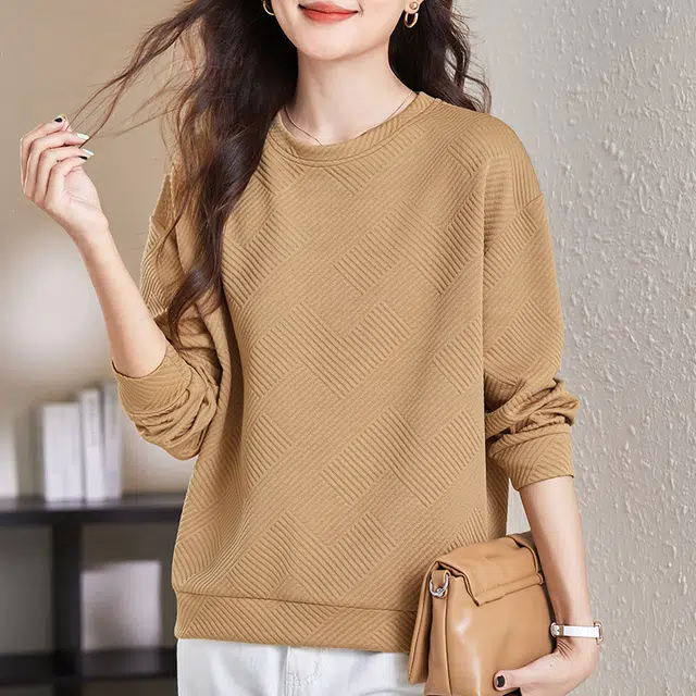 缪斯的诱惑 美式复古基础款高街纯色简约多巴胺时尚潮流百搭亲肤舒适打底衫宽松显瘦休闲户外春秋通勤落肩长袖圆领套头卫衣 女款