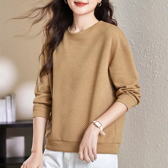 缪斯的诱惑 美式复古基础款高街纯色简约多巴胺时尚潮流百搭亲肤舒适打底衫宽松显瘦休闲户外春秋通勤落肩长袖圆领套头卫衣 女款